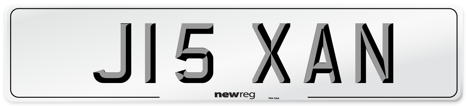 J15 XAN Number Plate from New Reg